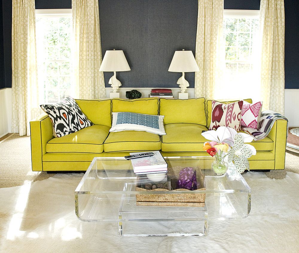 Bright yellow sofa for the living room in neutral hues [Design: luck stone center1]