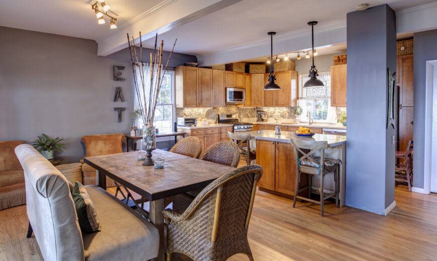 New home remodel with new kitchen and diningroom in eclectic style